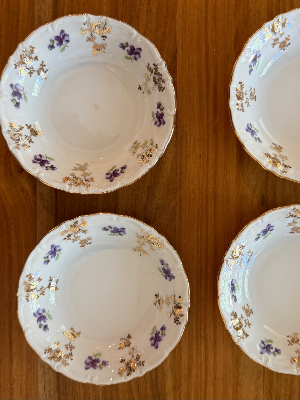 Set of 4 Royal Heidelberg Violets Fruit/Berry/Dessert Bowls